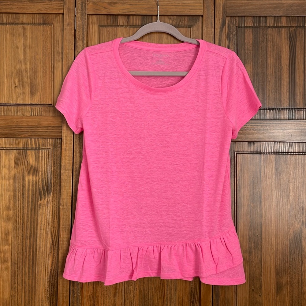 TALBOTS Pink Short Sleeve Shirt with Ruffled Hem NWOT